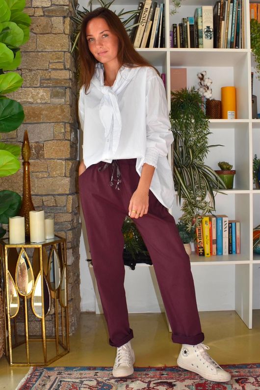 Luxury Tapered Magic Trouser Aubergine
